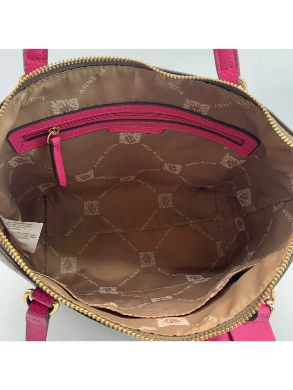 Anne Klein Alex Varsity Tan and Pink Tote Bag